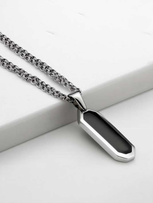 Ravion Silver Stainless Steel Geometric Pendant Necklace - Ravion