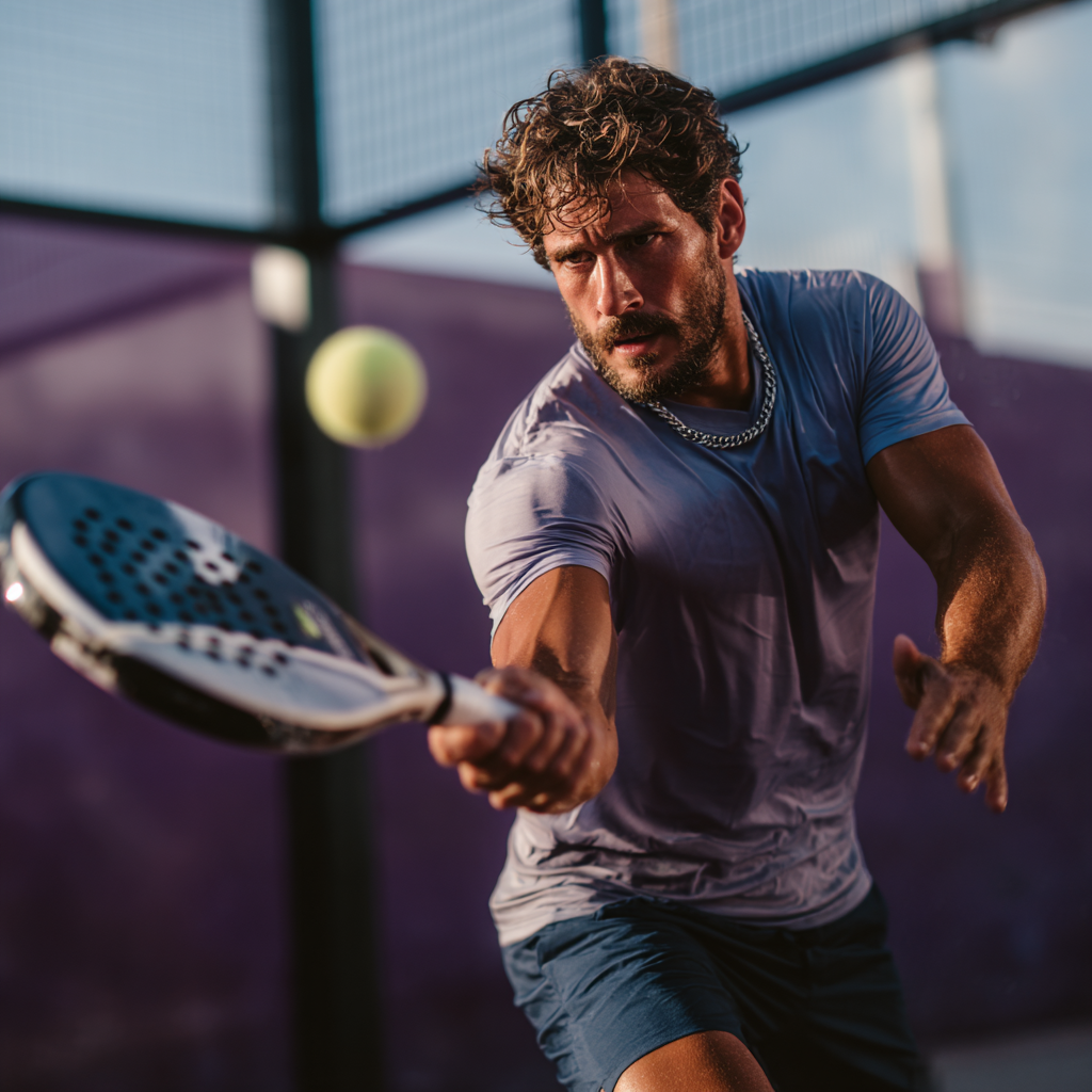 Man Wearing Cuban Chain and playing padel